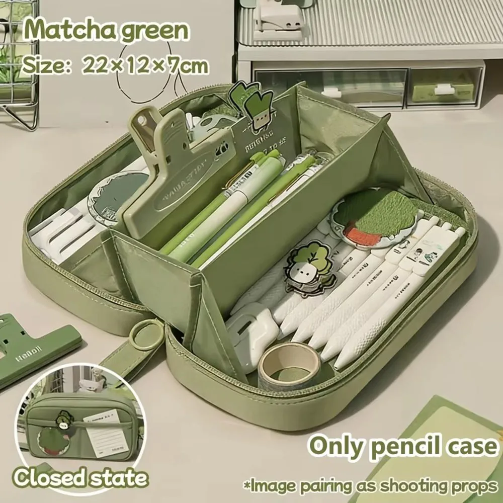 Ins Large Capacity Volcano Pencil Case Multi Layer Portable Stationery Storage Bag Aesthetic Handheld Pencil Pouch School Tool