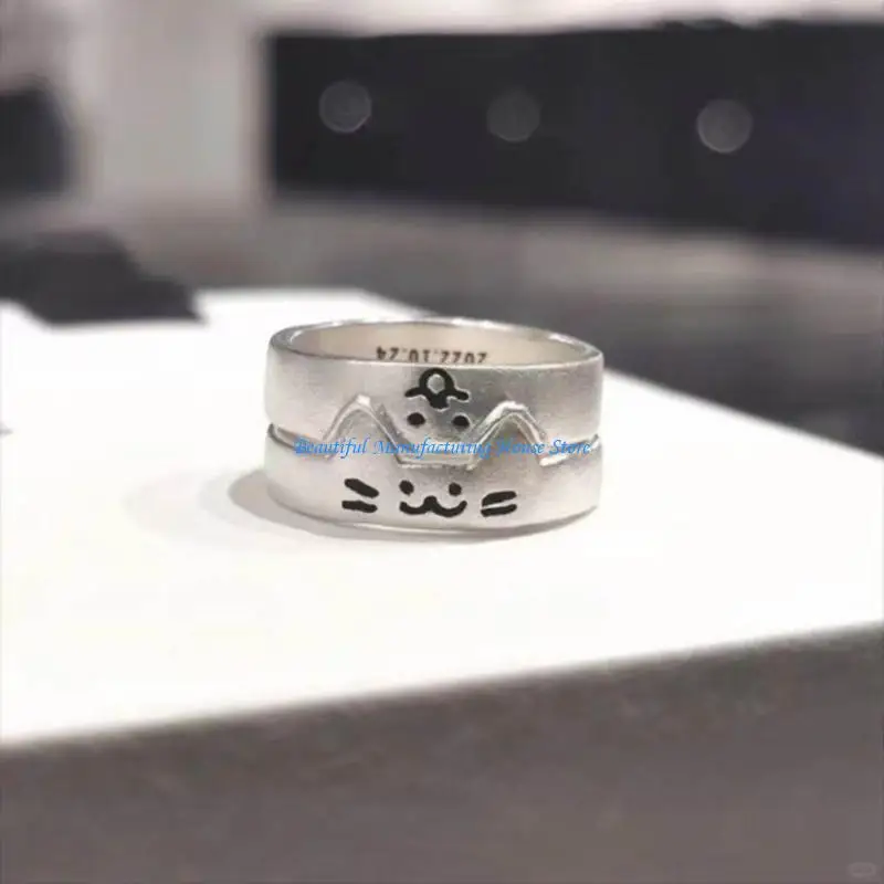 

E56A Fashionable Finger Rings Adornment Elegant Dog and Shaped Rings for Couple
