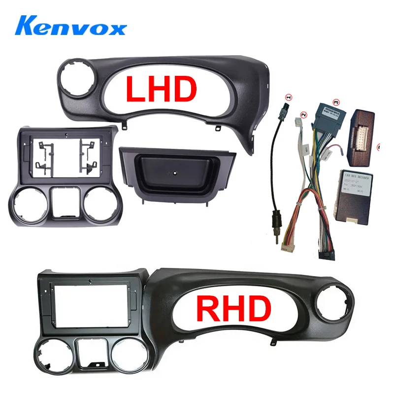 Car Radio Fascia Installation Panel For Jeep Wrangler 3 JK 2010 - 2018 Android 2 Din Stereo Mounting Bezel Faceplate Frame Kit