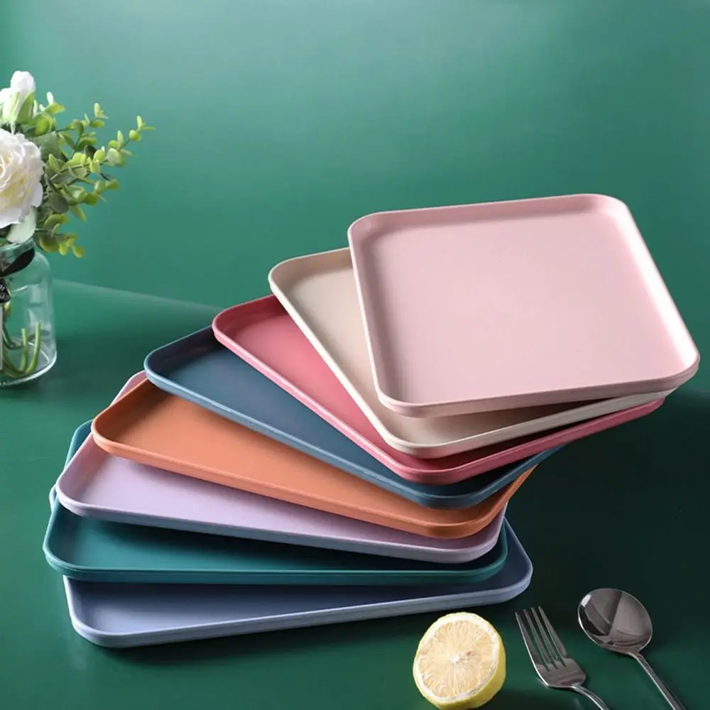 

Plastic Wheat Straw Storage Tray Eco-friendly Large Capacity Service Dessert Pallet Exquisite Rectangular Serving Tray Desktop
