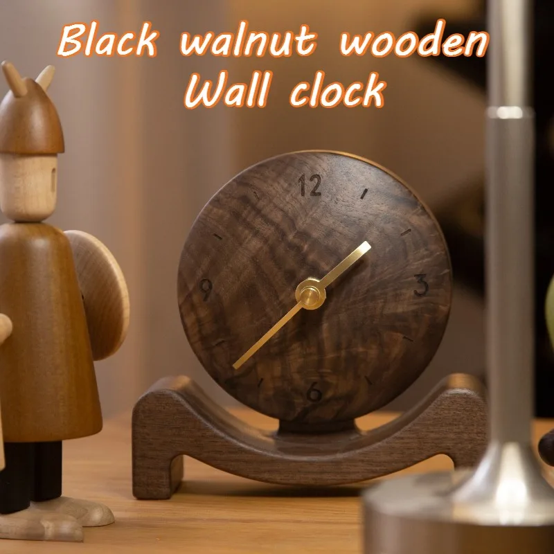 Solid Wood Table Clocks Low Power Quite Stable Durable Freestanding Desk Clocks Copper Pointer American Retro Style Home Decor