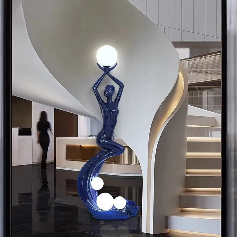 Modern Art Deco Large Human Ornaments Floor Lamp Creative Sculpture for Home Living Room Lobby Exhibition Hall for Decorative