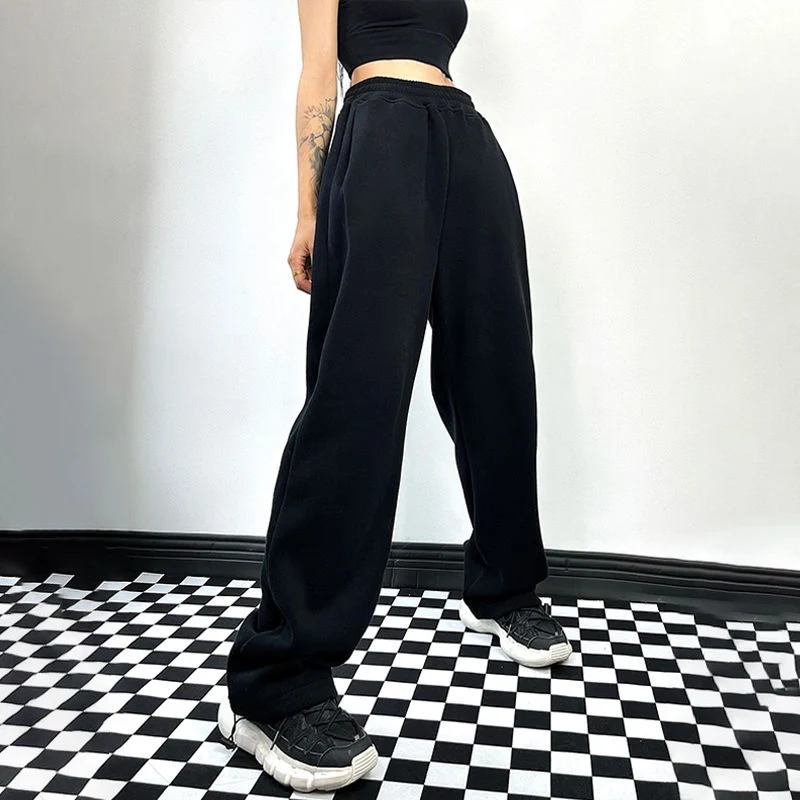 White Baggy Sweatpants Women Hippie Y2K Korean Style Jogger Sports Pants High Waist Harajuku Oversize Straight Wide Leg Trousers