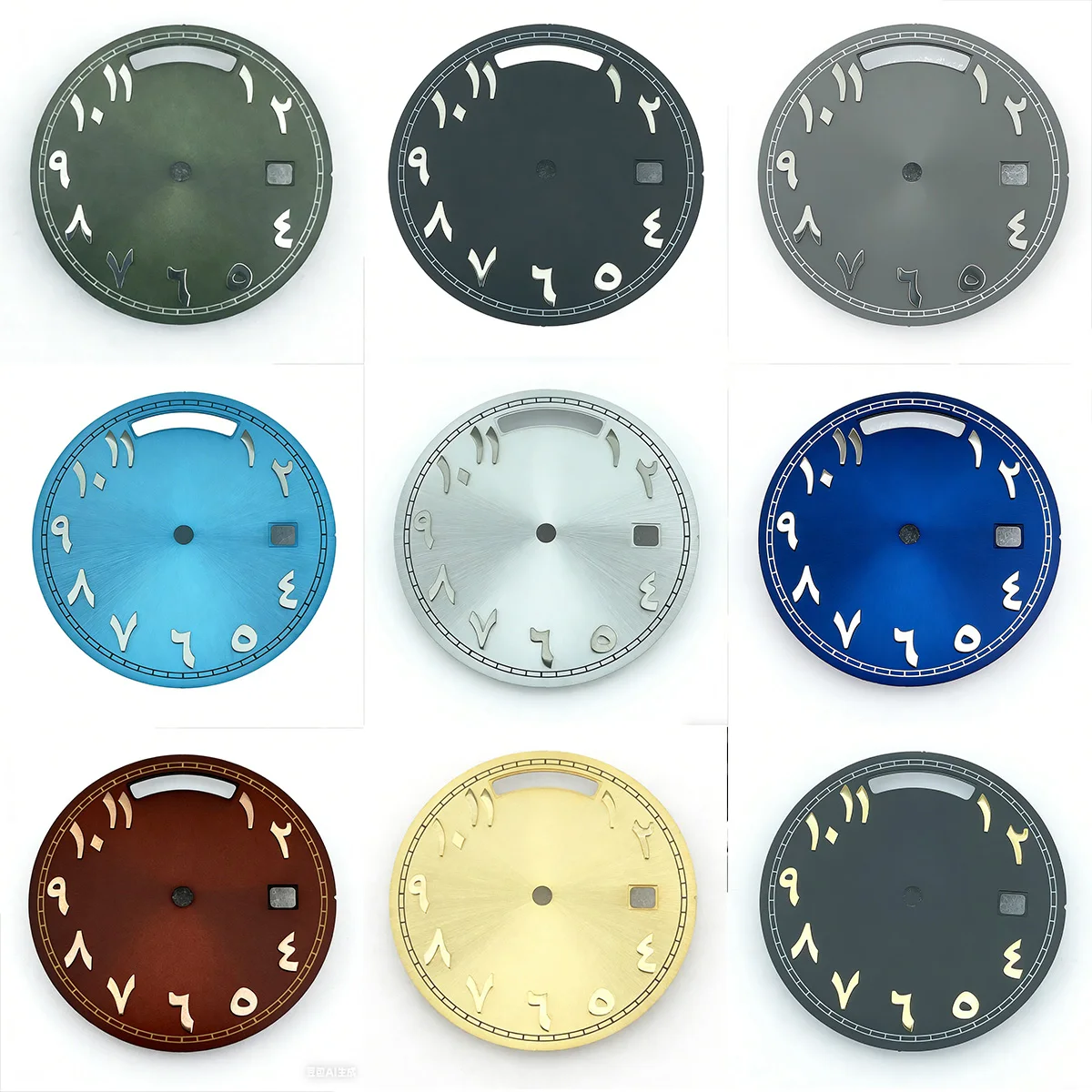 31mm Suitable for 8285 movement dial No luminous 8285 watch modification Middle dial Eastern Arabic numeral dial Olive green