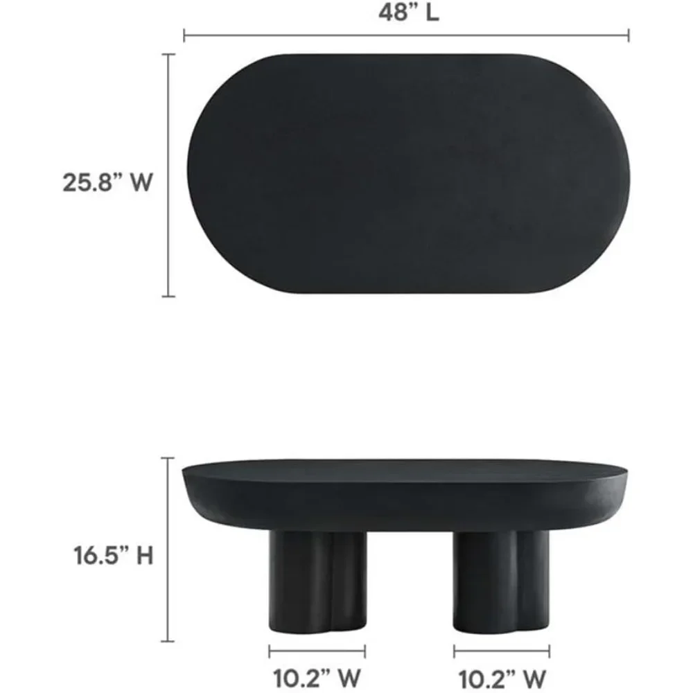 Table Basse Ovale Noire pour Salon Contemporain, Petit Espace Parfait