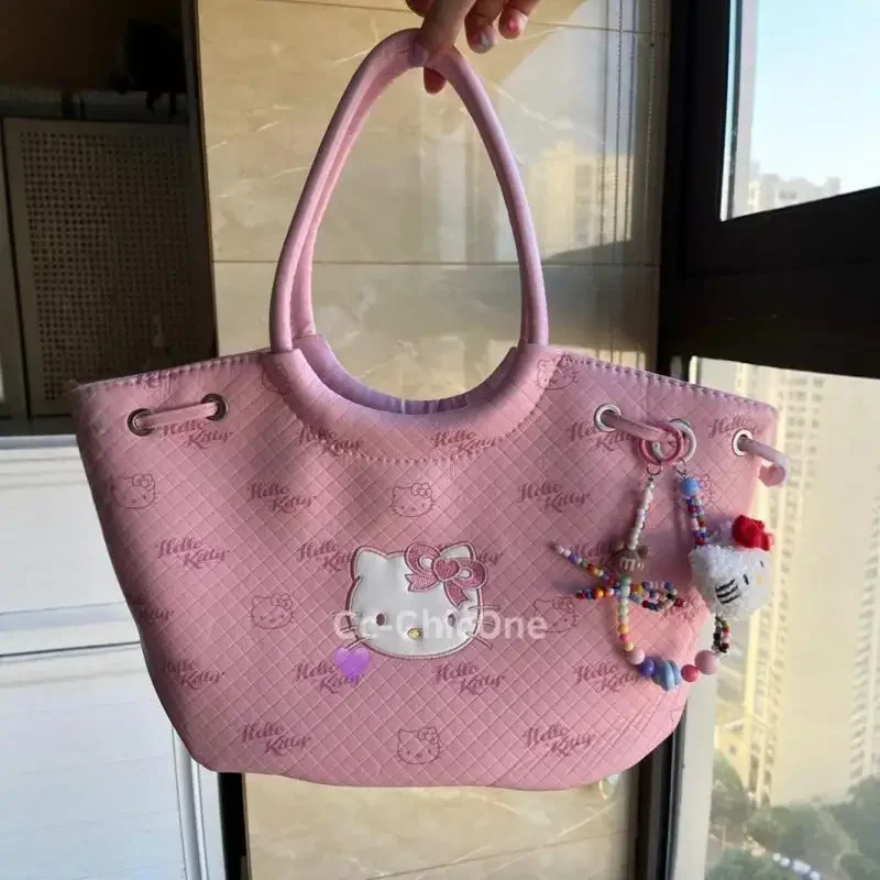 Hellokittys حقيبة كروسبودي حقيبة يد جديدة سعة كبيرة لطيف الفتاة القلب الخروج حقيبة سفر أنيمي الشكل حقيبة الهاتف المحمول