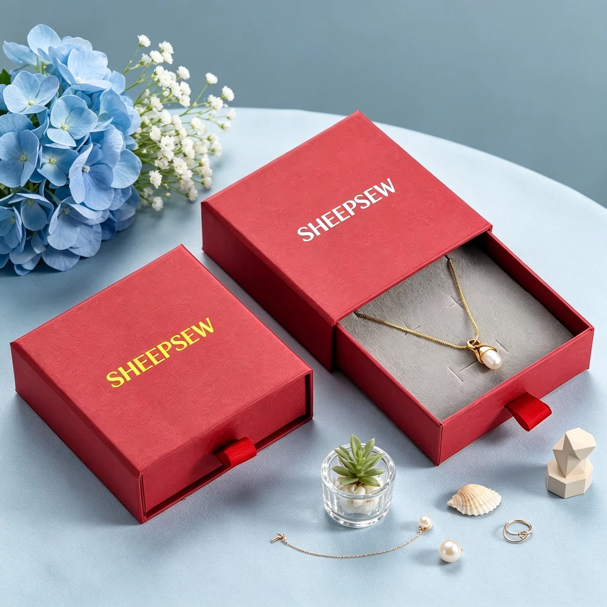 50pcs Cardboard Jewelry Sliding Boxes Custom Color Gift Jewelry Packaging Drawer Paper Box