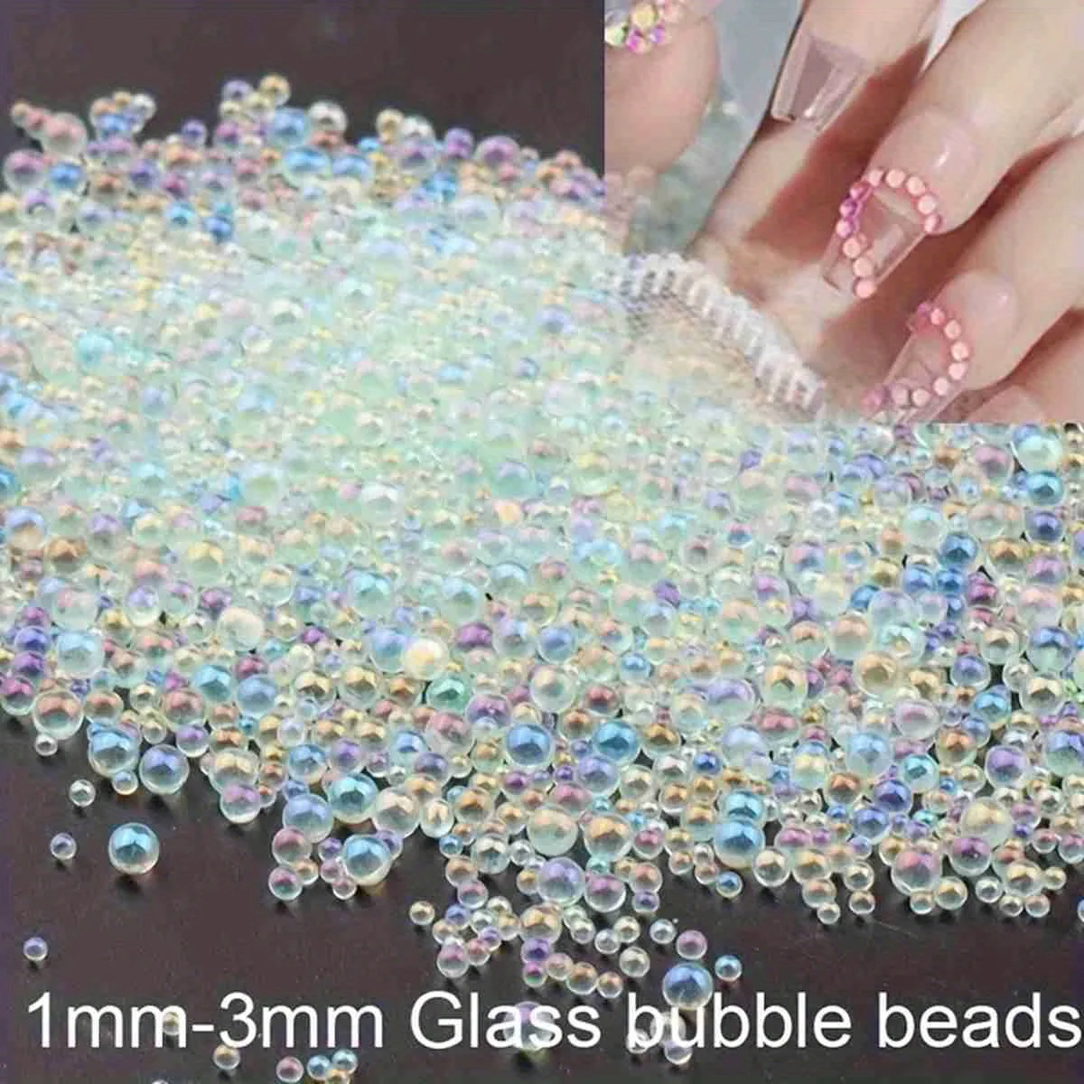 10g Mix1-3mm 3D Glas AB Kristall Nail art Strass Kit Runde Perle Charme Edelsteine Schmuck Diamant mit Werkzeuge Maniküre