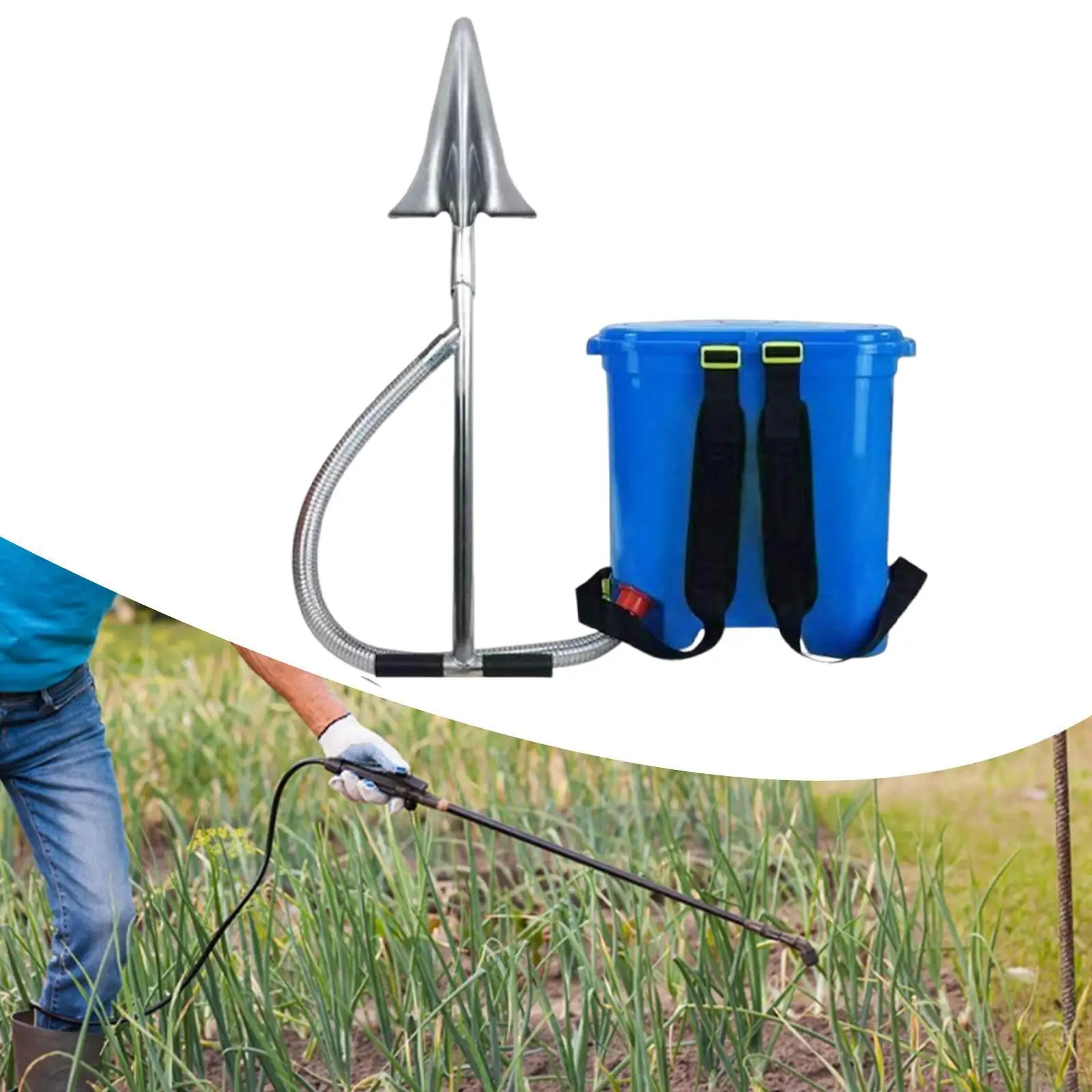 Manual Fertilizer Spreader Backpack with Large Capacity 25L Digging Shovel for Efficient Top Dressing in Vegetable Fields