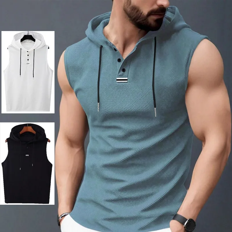 

Men's Hooded Vest Summer Slim Fit Casual Sleeveless T-Shirt