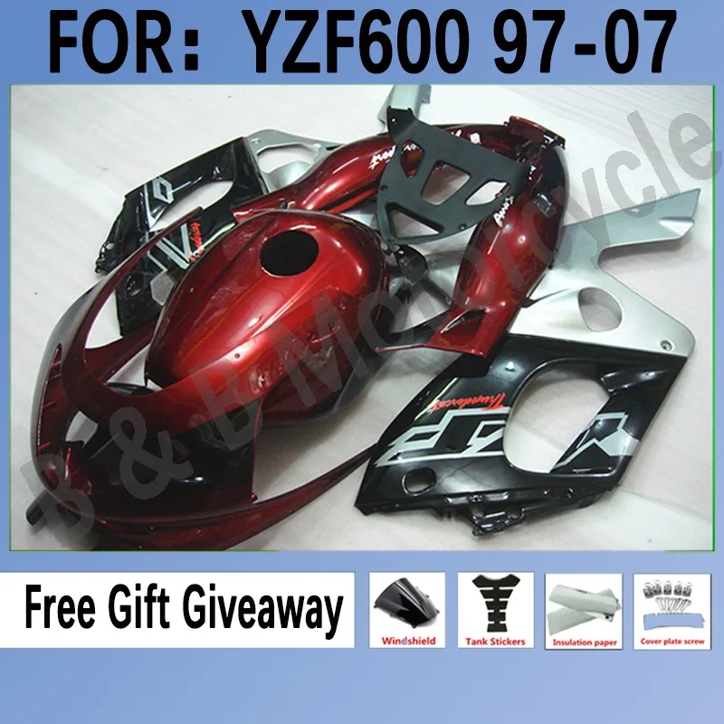 

Motorcycle Injection Mold ABS Kit Fairing For Yamaha YZF 600 1997-2007 YZF600 97 99 00 03 04 05 07 Bodywork Fairings Red Black