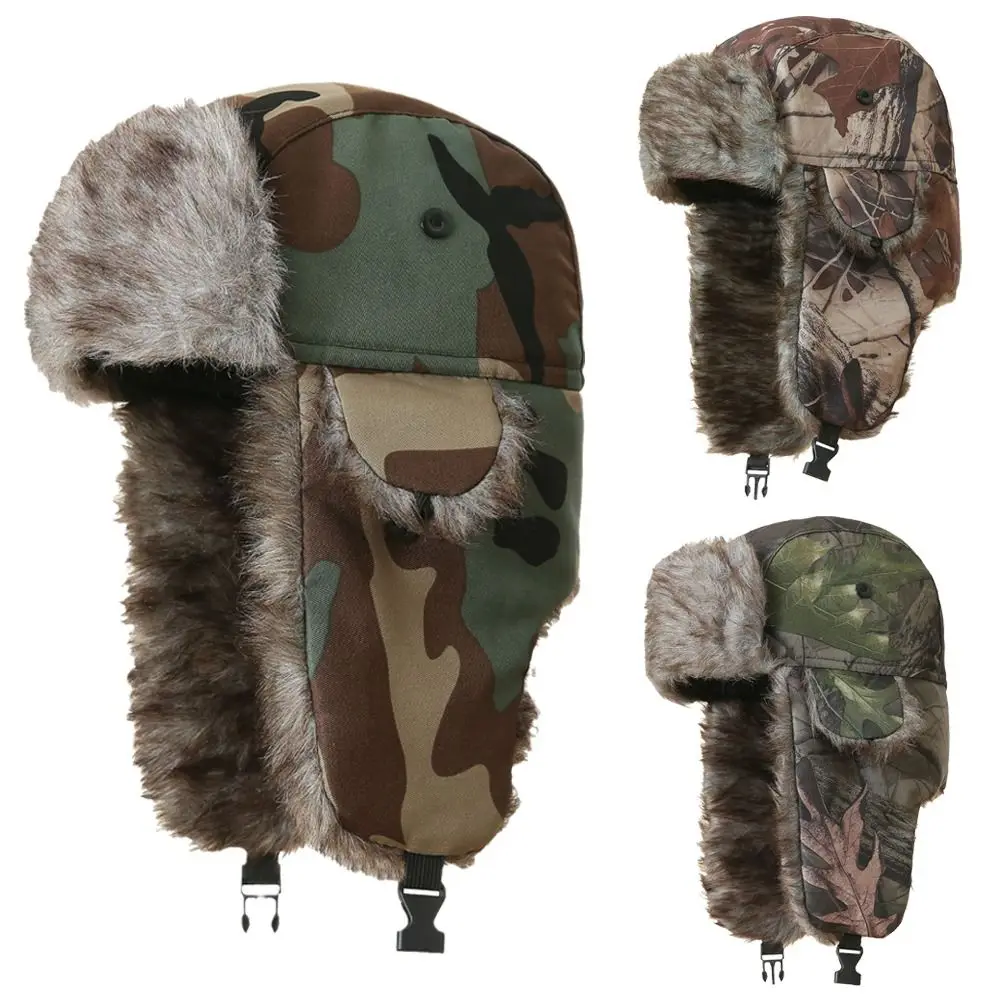Windproof Winter Bomber Hats Thickened OutdoorsThick Balaclava Ear Protection Winter Ski Caps for Men Women