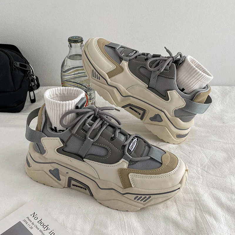 Fashion Patchwork Woman Vulcanize Shoes 2023 Spring Autumn Platform Sneakers Breathable Ladies Footwear Casual Ladies Footwear