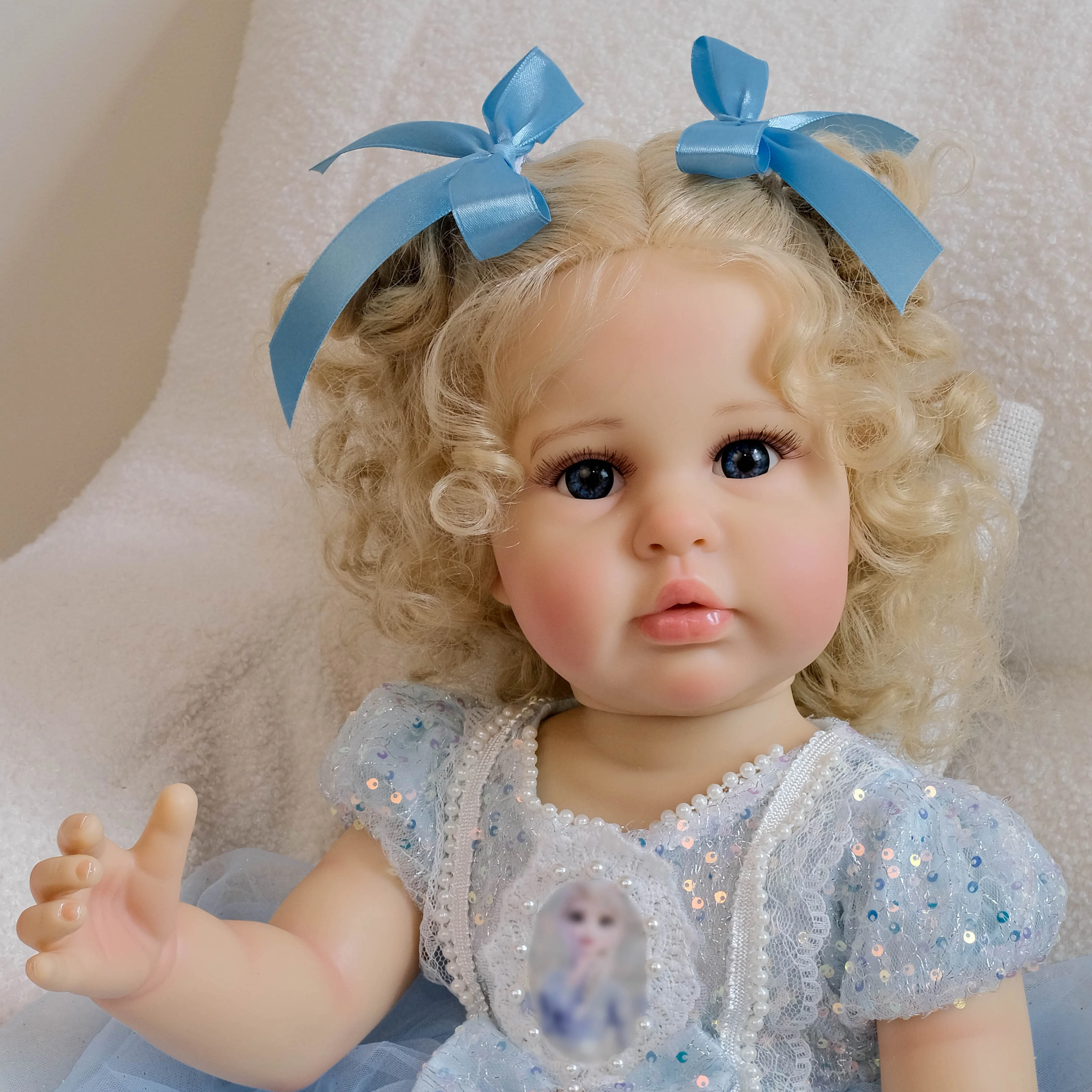 Ellie Soft Full Vinyl Body 22'' Lifelike Reborn Doll Multiple Layers Painting 3D Skin With Visible Veins Hand-Root Curly Hair
