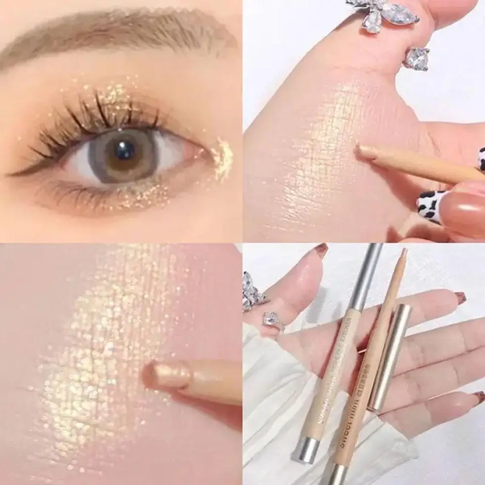 Crayon de fard à paupières à paillettes, menthe douce, ver à soie couché, naturel, longue durée, imperméable, brillant, Eyeliner, stylo de contour, bâton de maquillage