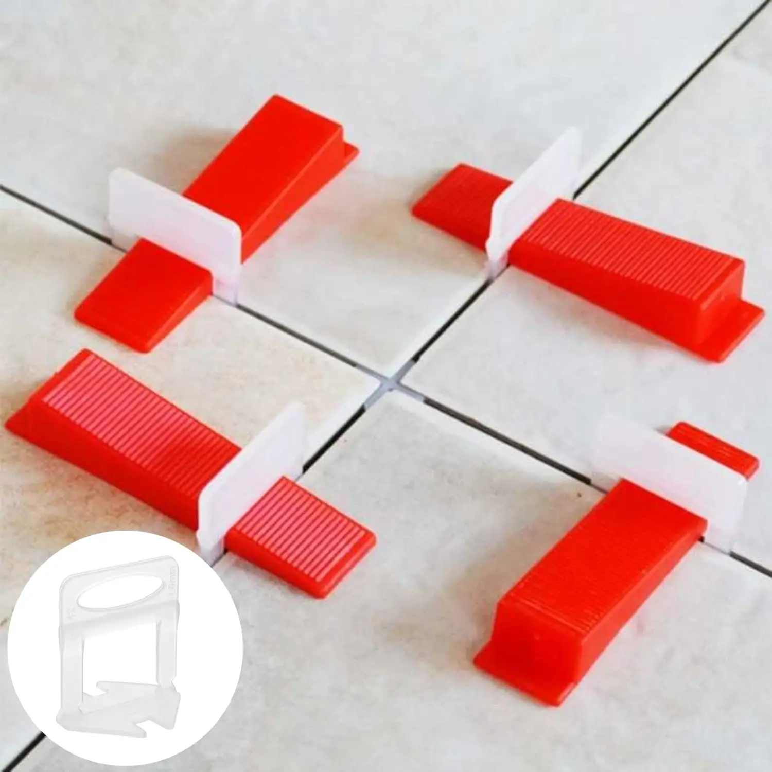 100pcs Set Tile Leveling System Wedges with Clips 1/25''(1mm) Professional Ceramic Tile and Stone Installation