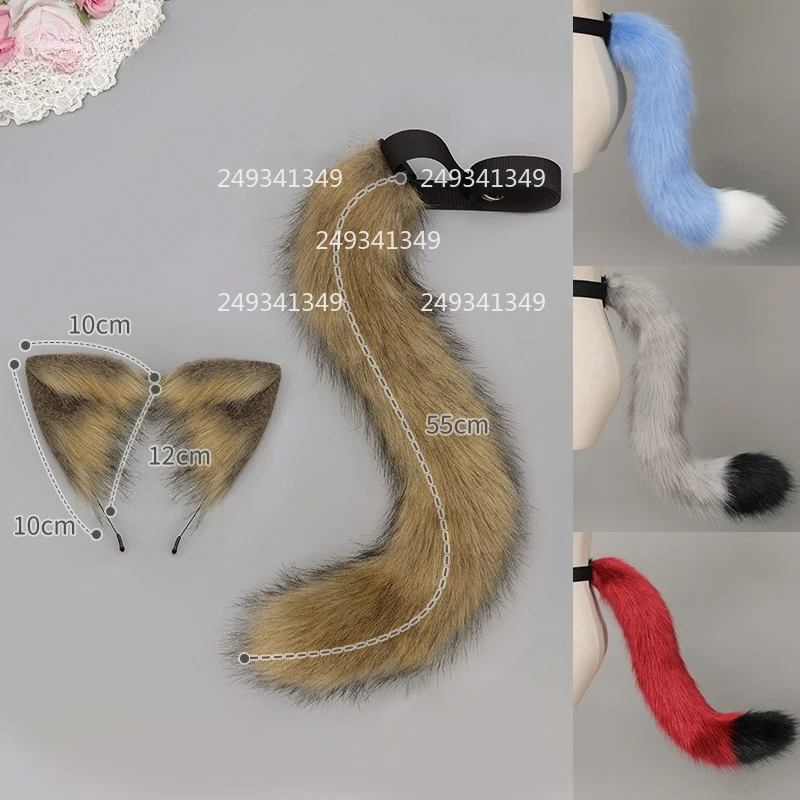 猫耳尻尾コスプレ帽子女性毛皮のような獣の耳頭飾りコミコンパーティーパフォーマンス子猫の尻尾ステージ衣装アクセサリー