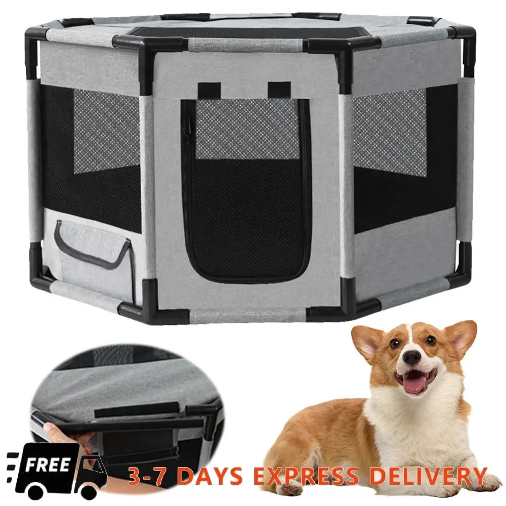 

Восьмиугольный дышащий сетчатый ящик для собак из ткани Оксфорд, портативная складная палатка для кошек, водонепроницаемые большие заборы для кошек/собак для щенков, собак, кошек