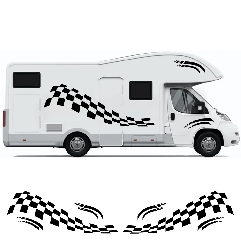 For Camper RV Van Horsebox Caravan 6PCS Motorhome Car Body Decor Stickers Racing Sport Styling Vinyl Decals Tuning Accessories