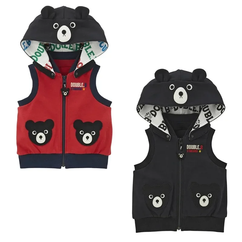 Baby Boys Vests Cartoon Bear Hooded Vest Boy Jackets Cardigan Outerwear Baby Girl Clothes  Toddler  Waistcoats Kids Waistcoat