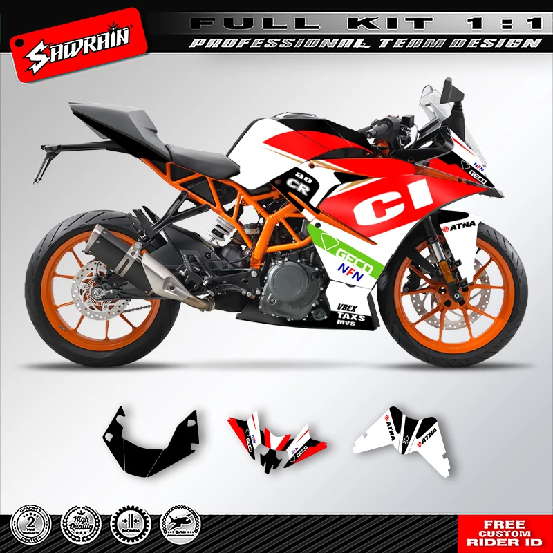 Sawrain دراجة نارية الرسومات الخلفيات الشارات ملصقات عدة رقم اسم مخصص ل KTM RC250 390 2017 2018 2020 002