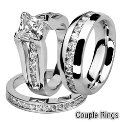 New Fashion Women's Ring Wedding Engagement Men's Stainless Steel Couple Jewelry