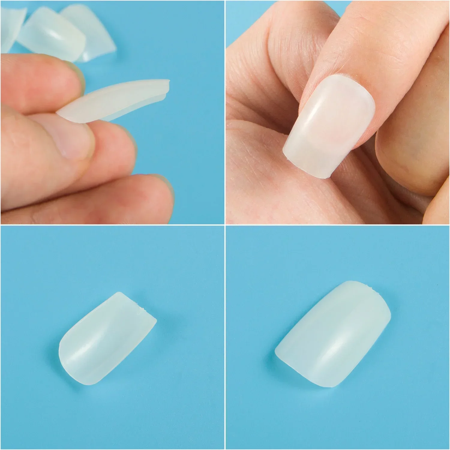 Middle Length Square Shape 500 Pieces False Nail Tips  Acrylic Nails  Nail Press on 10 Sizes Fake Nail Manicure Short Nails