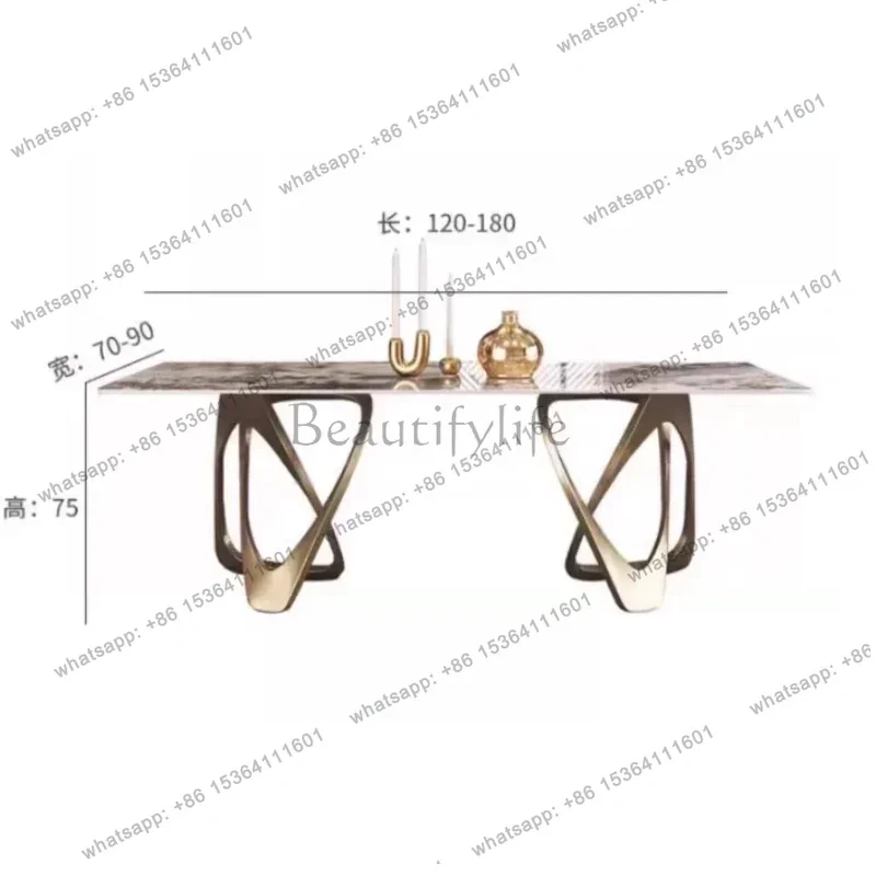 Italian Luxury Sintered Stone Dining Table Pandora Pattern Luxury Stone Rectangular Designer Dinner Table for Villa Apartment