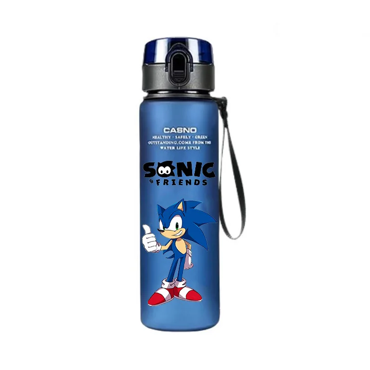 Sonic The Hedgehog 560ML Water Cup Large Capacity Portable Blue Black Plastic Cartoon Cycling Sports Drinking Bottle Gifts