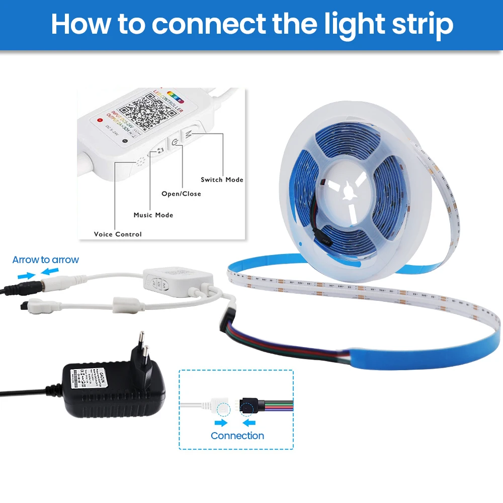 Tuya inteligente wifi rgb cob led fita de luz de tira 840leds/m flexível rgb iluminação linear 12v 24v bluetooth controle app para decoração do quarto