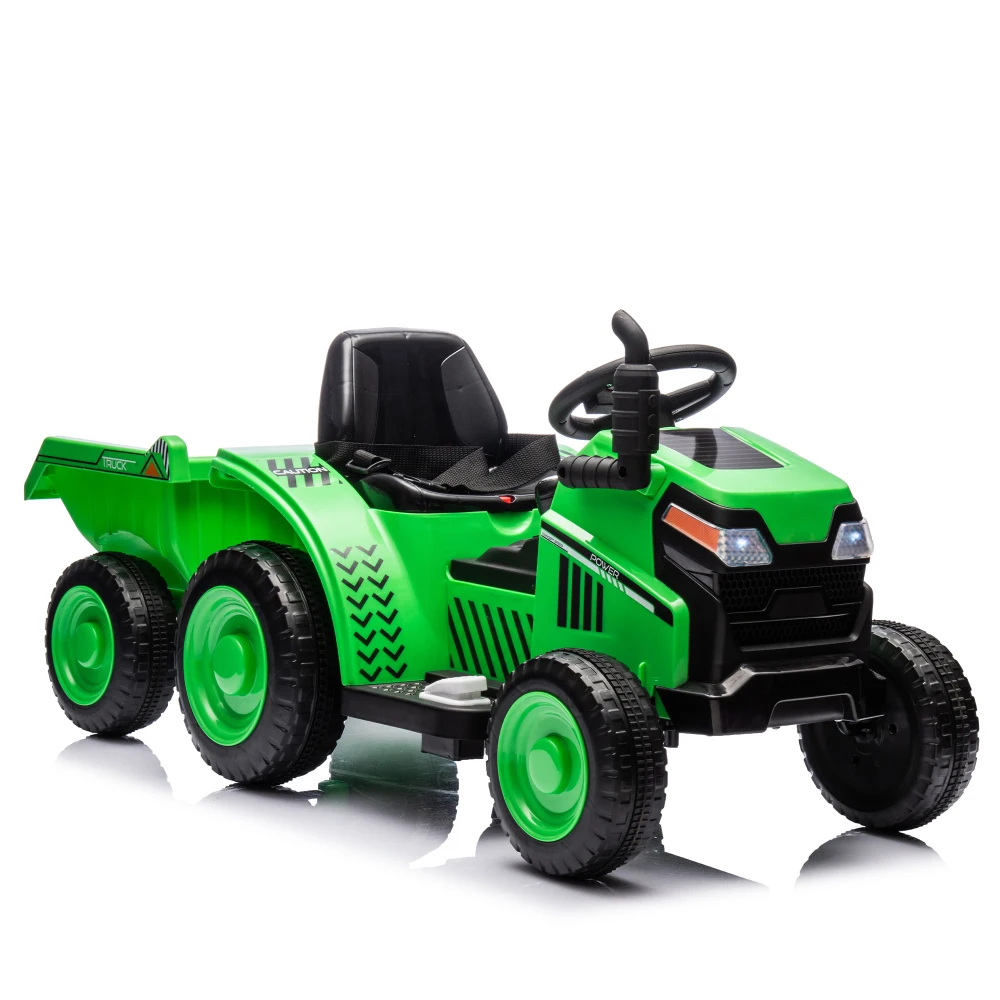 12V Kids Ride On Electric Tractor Black Knight, Kids Ride On Toy.2WD, rutschfeste Reifen, Lenkrad, Fußpedal, mit abnehmbarem