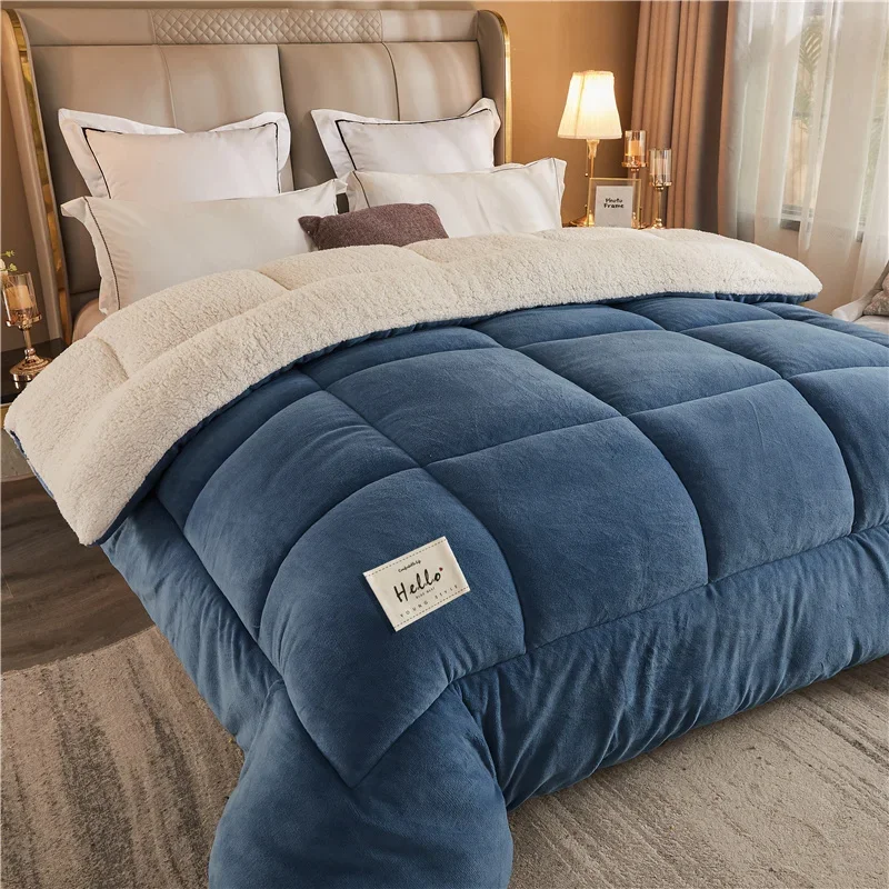New Thick Milk Fleece Warm Blanket for Winter Artificial Lamb Cashmere Duvet Comforter Soft Warmth Weighted Blankets Quilt Core