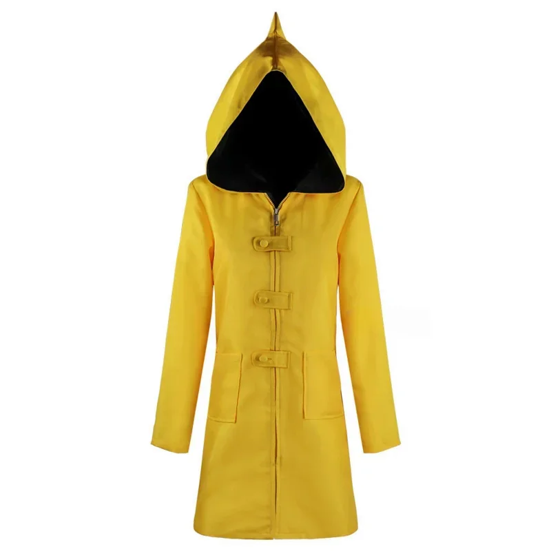 Halloween Cosplay Costume Anime Little Nightmare Cosplay Kid Six Cosplay Performance Costume Yellow Hooded Jacket Raincoat