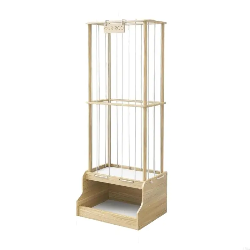 Large Capacity Wooden Toy Rack for Plush Animals 2 in 1 Design Stable Base Tip Child Friendly 87HA