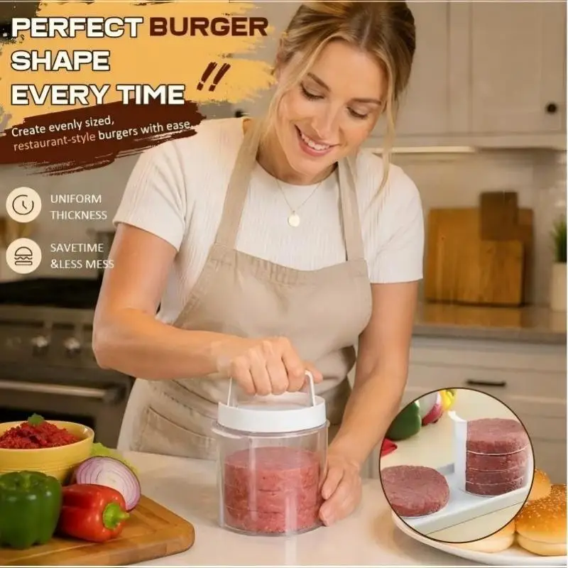 New#Multi-Layer Burger Patty Maker With Storage Container Non-Stick Beef Press Mold BBQ Camping Freezable Hamburger Patty Box