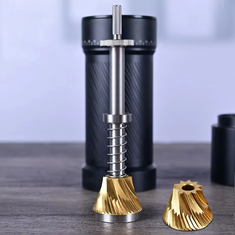 MG138C Manual Coffee Grinder and Rechargeable Auxiliary Grinding Motor 10 Core Titanium Plating Conical Burr Grinder Set
