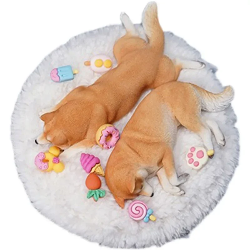 Simulation animal model, sleeping Shiba Inu tide play cute creative ornament