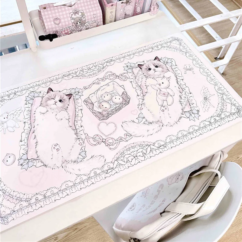 Tapete de mesa de cuero serie Ragdoll Cat, alfombrilla grande para ratón, alfombrilla de escritorio con costuras para Gamer, mantel para mascotas, decoración para habitación de niña