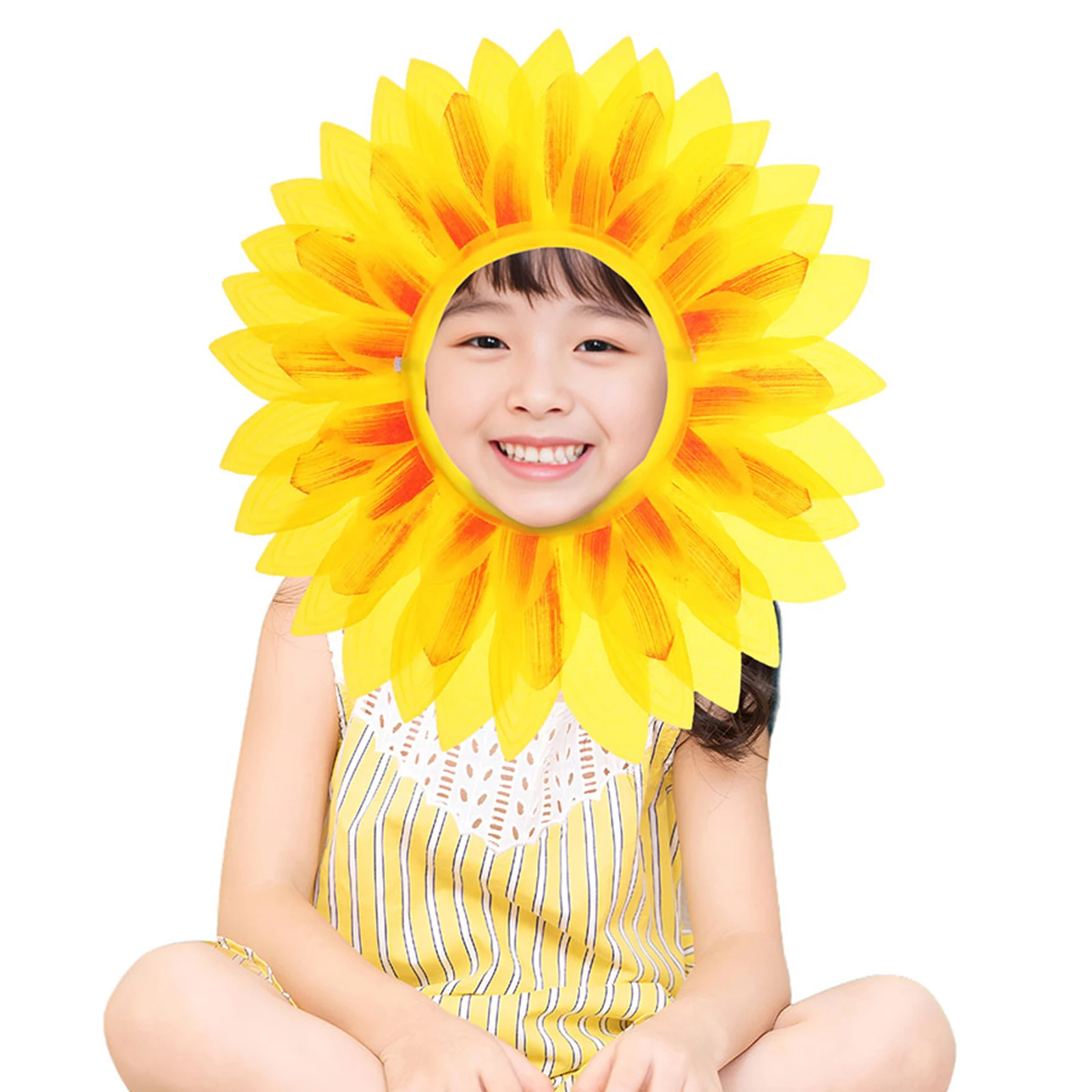 

1 set Sunflower Headgear Costume Hat Headband Gloves for Women Kids Silk Cloth Cosplay Party Props Accessories Dance Wear