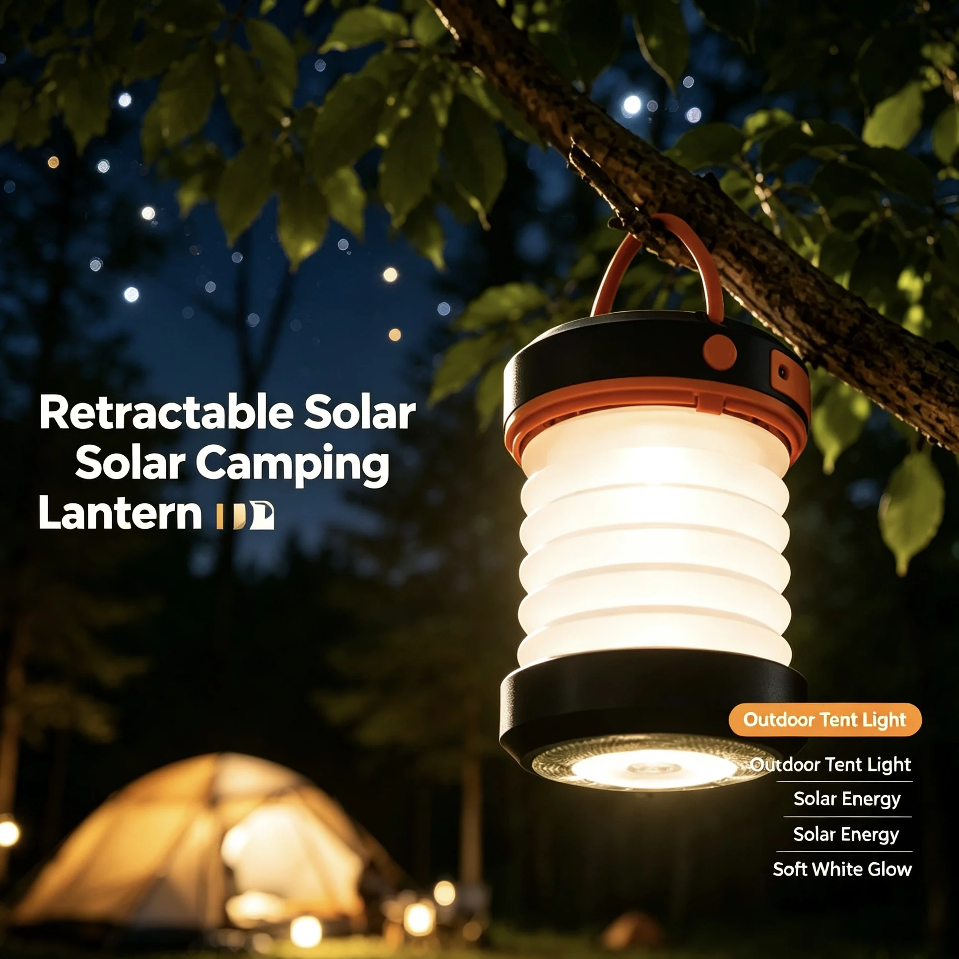 Solar Charging LED Camping Lamp Foldable Portable Handheld Lantern Outdoor Tent Emergency Lighting for Camping Fishing