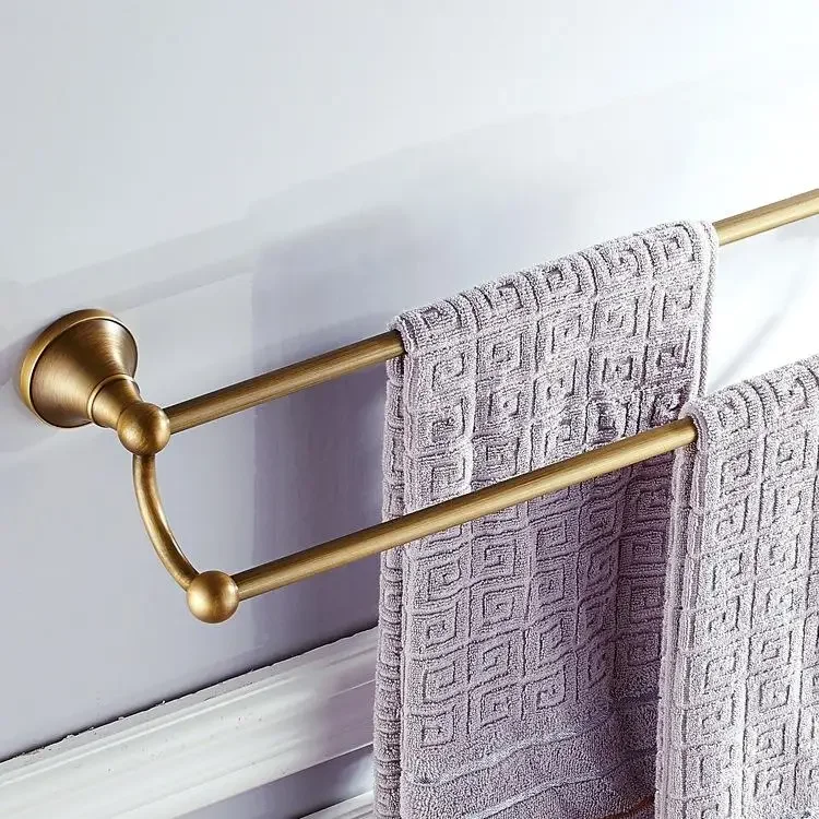 

Long brass material, antique copper antique towel rack, double rod bathroom hardware pendant available