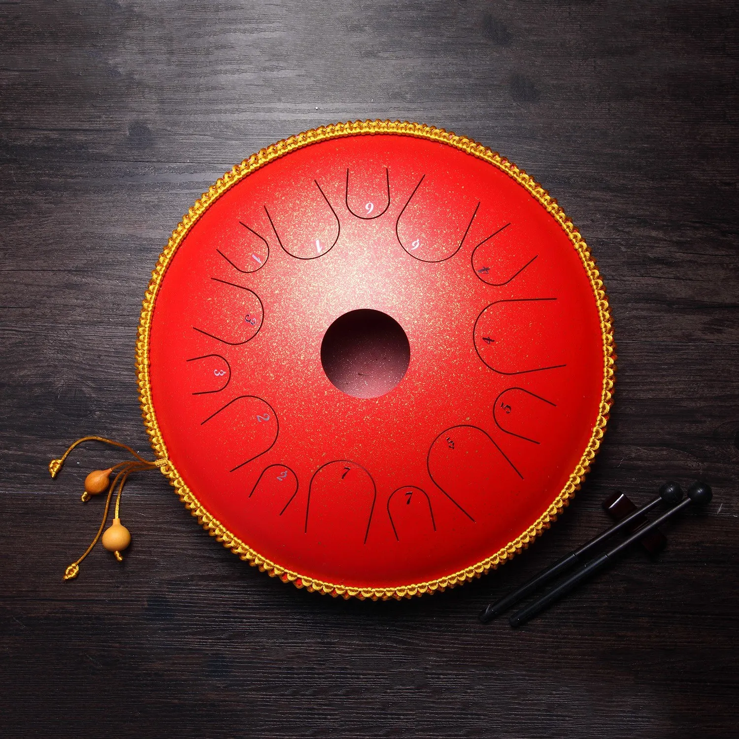 14 Inch 14 Note Alloy Steel Hand Pan Drum C Tone Manual Percussion Handpan Drum with Ebony Drumsticks