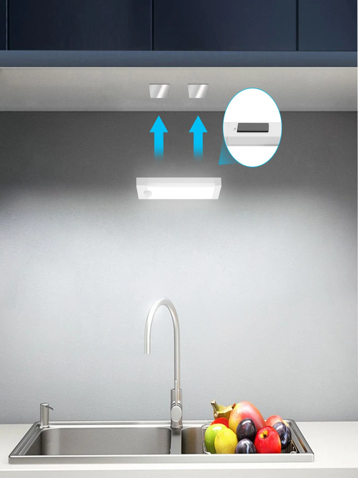 Magnetische LED-Bewegungssensorleuchten in verschiedenen Größen, USB-aufladbare Schrankleuchten, LED-Bewegungssensor-Lichtstreifen für Schlafzimmer, Küche, Flur, Treppenhaus, Kleiderschrank, Garage –