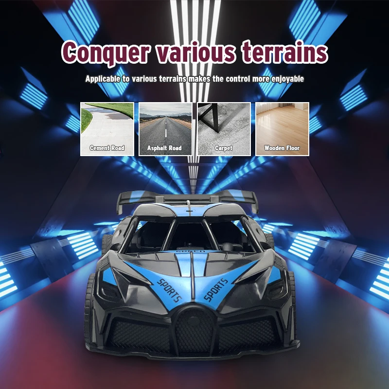 Auto da corsa telecomandata per bambini, auto da corsa a quattro vie, auto telecomandata ad alta velocità, modello di auto sportiva per ragazzi senza batteria