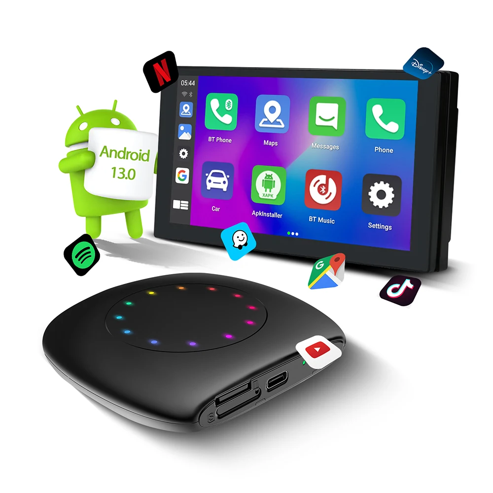 USB Dongle 3 In 1 8/128G Wired & Wireless Carplay Adapter With Ai Box YouTube Netflix For Android 13 Compatible With Carplay
