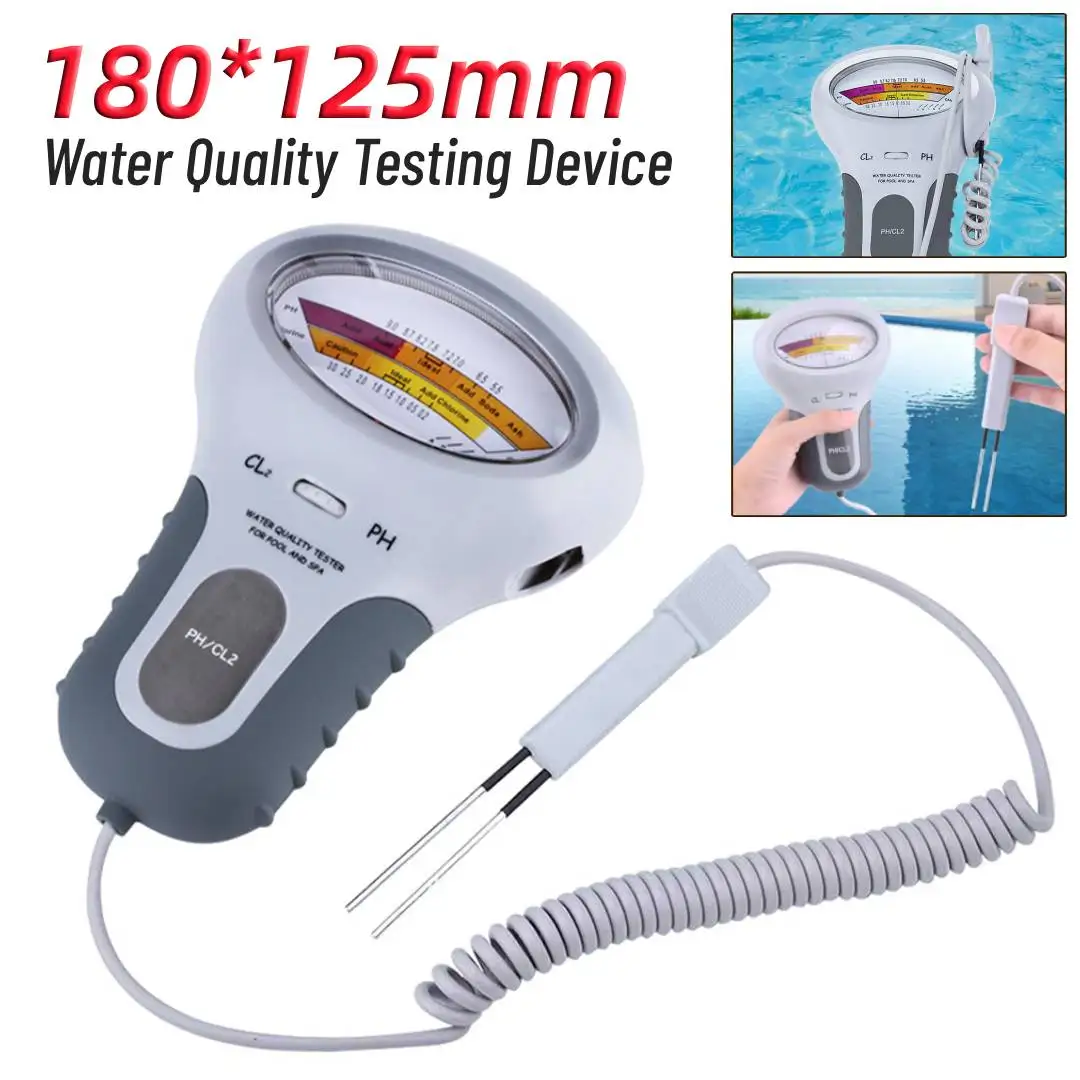 Water Quality Testing Device with Probe PH Chlorine Cl2 Level Meter Tester Professional Water Monitor Tool for Swimming Pool Spa