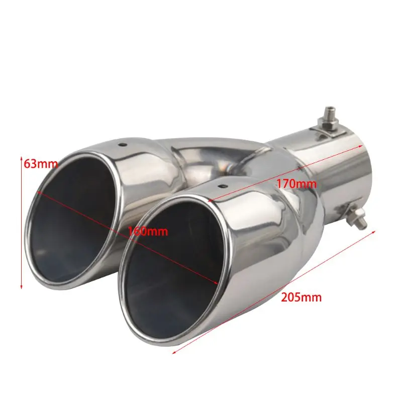 

Muffler double Exhaust Tip Tailpipe 2.5 inch inlet 3 inch outlet 8.1 inch length polished stainless steel 1.2 mm thickness