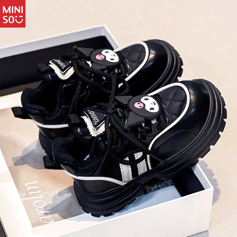 

Miniso 2025 Girls Kuromi Canvas Shoes Spring Autumn, Children Comfortable Cute Dad Shoes Low Top Sneakers