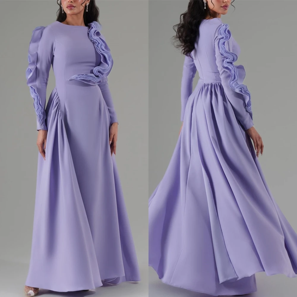 

Customized Fashion Jersey O-Neck Evening Dress Classic Long Sleeves Homecoming Dresses Delicate A-Line Bespoke Occasion Gowns