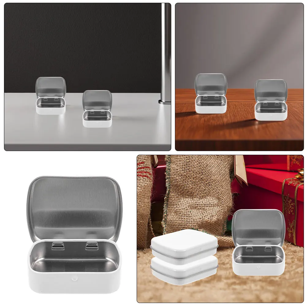 

6 Pcs Treat Portable Storage Iron Box Jewelry Candy Case White Boxes Party Favors Baby